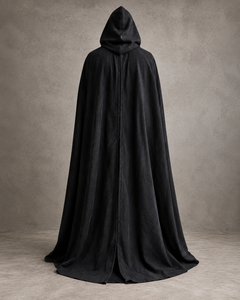 Cape à capuche unisexe noire médiévale, longue cape gothique, costume de Renaissance LARP, sorcier, sorcière, traître, Halloween, fantaisie, polyester - Product Image 4