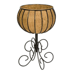 Soporte de Metal para Macetas con Aspecto Antiguo, Forma Redonda, Acabado con Recubrimiento de Polvo Negro para Jardín con Flores Artificiales - Product Image 1