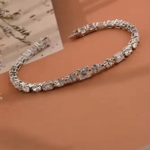 Moissanite Diamond Bracelet for Women and <b>Men</b>, Mix Cut Diamond Bracelet For Wedding, White Gold moissanite Bracelet - Product Image 3