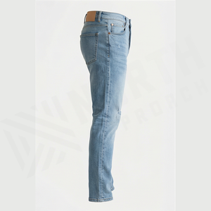 Jean en denim délavé coupe slim à jambe droite pour homme, taille mi-haute, décontracté, en coton, style printemps - Product Image 1
