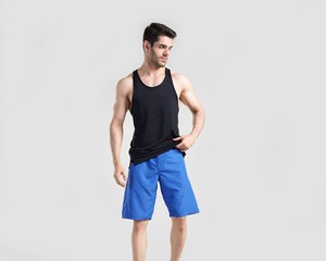 Men's Board Shorts <b>Elastic</b> Waist Mid Rise Cotton Eco-Friendly Breathable Bermuda Style - Product Image 3