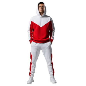 Ensemble de survêtement deux pièces personnalisé en gros pour hommes, grande taille, pour la gym et la course, survêtement pull-over de haute qualité pour hommes en promotion - Product Image 1