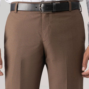 Pantalones de hombre 100% algodón, estilo lona, color marrón, elegantes, profesionales, para oficina, estilo clásico de negocios, corte recto, talle medio. - Product Image 2