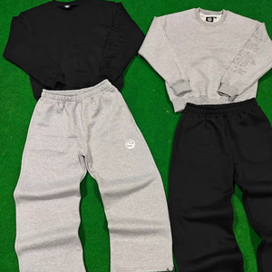 Ensemble de survêtement pour homme en coton lourd 500 g/m², deux pièces, avec sweat à capuche zippé, personnalisé, de haute qualité - Product Image 1