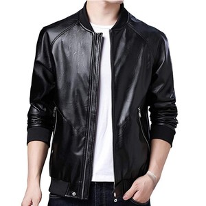 Chaqueta de cuero genuino para hombre, estilo motero, con puños acanalados, para marcas de ropa masculina, proveedor de fábrica para pedidos al por mayor - Product Image 2