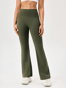 Activewear Palazzo Pants Flowy Wide Leg Yoga <b>Trousers</b> High <b>Stretch</b> 100% Nylon Windproof Seamless Belt Yoga Training Custom Logo - Product Image 3