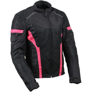 SAMROZ SPORTS Black and Pink Mesh/Textile Armored Motorcycle Racer Jacket for Women - All Season - Product Image 1