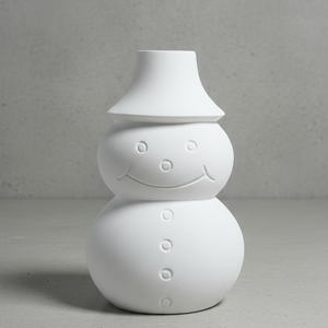 Charming White Metal Snowman Flower Vase Featuring A Stacked Body Design, Smiling Face And <b>Hat</b> Top For Modern Home Decoration - Product Image 1