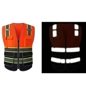 Chaleco de Seguridad Reflectante Reversible para Hombre, con Bolsillos, Transpirable, de Alta Visibilidad, para Trabajo, Cuello en V, Cierre de Tirantes, Color Naranja y Negro, Malla - Product Image 4