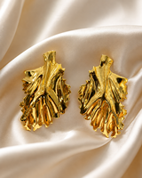 Boucles d'oreilles pendantes en laiton plaqué or avec motif feuille d'or pour femme, bijoux tendance, cadeau idéal