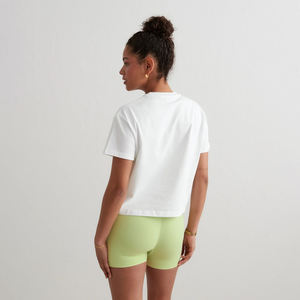 Top Selling Women's <b>Cropped</b> <b>T</b>-<b>shirt</b> Slim <b>Fit</b> Drop Shoulder White Premium Quality Eco-Friendly Anti-pilling Casual V-neck Striped - Product Image 4