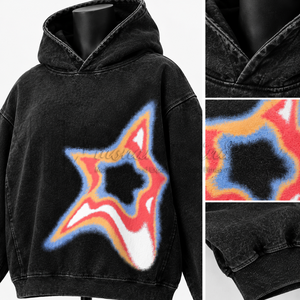 Sudadera con Capucha Negra Lavada Oversize para Mujer, con Gráfico Personalizado, Estilo Vintage Streetwear, Fabricante de Sudaderas de Forro Polar - Product Image 6