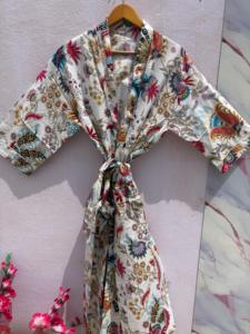 Peignoir en coton floral bohème pour femme, léger, style kimono, imprimé turc, vêtement de détente, robe de chambre, paréo de plage - Product Image 5