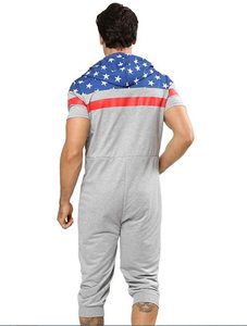 Men's Autumn Windproof Streetwear Solid Printed Hooded Zipper Full Sleeve Rompers One Piece <b>Jumpsuit</b> <b>Comfy</b> Lightweight 100% - Product Image 6