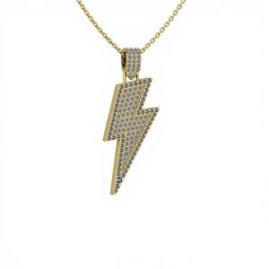 Lightning Bolt 925 Sterling Silver Gold Ethnic Pendant Micro Pave CZ Setting Charm Fine Jewelry for Women Anniversary Gift - Product Image 1
