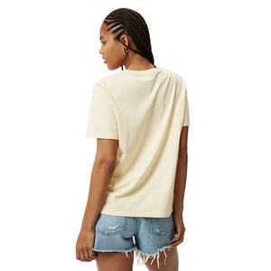 New Arrival Women's <b>Cream</b> Crew Neck Short Sleeve Loose Fit Solid Color Casual Jersey Knitted <b>T</b>-<b>Shirt</b> Spring Summer 100% Cotton - Product Image 1