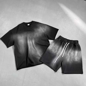 Ensemble assorti Saleh Enterprises en coton délavé, chemise boutonnée et short pour homme, tendance streetwear écologique pour l'été - Product Image 1