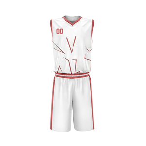 Ensemble d'uniformes de basketball blancs personnalisables, maillot sans manches à col en V imprimé bleu, short à taille élastique unisexe en polyester/coton - Product Image 5