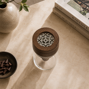 Hand-Made <b>Sandalwood</b> <b>Incense</b> Burner With Glass Base And Intricate Lid Design For Aromatic Use - Product Image 3