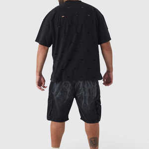 T-shirt Homme Distressed de Haute Qualité, Vintage, Oversize, Streetwear, Coton, Imprimé, Lavé, Décontracté, Tendance - Product Image 3