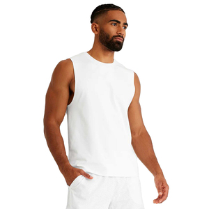 Débardeur de sport pour homme en coton et polyester 180 GSM, logo personnalisé, uni, sans manches, pour musculation et fitness - Product Image 2
