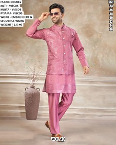 Kurta Tradicional Largo Hasta el Suelo de Viscosa Royal Lucknow para Hombre - Product Image 2