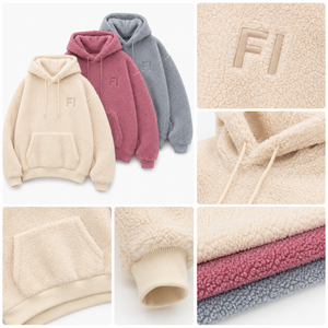 เสื้อฮู้ดขนแกะแบบโอเวอร์ไซส์ ปักโลโก้ FI  สำหรับทุกเพศ  ใส่สบายในฤดูหนาว  สีพื้น  ทรงปกติ  เสื้อฮู้ดผู้ชาย สไตล์อเมริกัน - Product Image 4