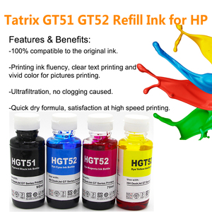 Tatrix GT51 GT52 Compatible Color Water Based Bottle <strong>Refill</strong> Bulk Inkjet <strong>Ink</strong> for HP Tina DeskJet GT 5810 5820 Printer - Product Image 4