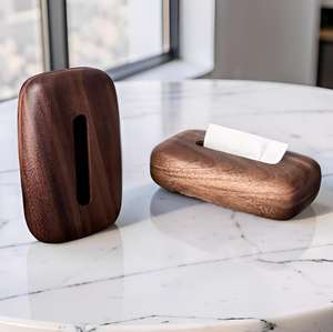 Boîte à mouchoirs décorative en bois, design classique, faite à la main, étanche, durable, avec ressort, pour la maison et la salle à manger - Product Image 2