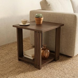 Sheesham Wood Side <b>Table</b> with Light Wood Inlay - Handcrafted Walnut Finish Wholesale - Product Image 2