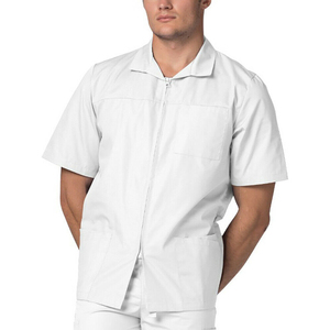 High Quality Unisex Short Sleeve Medical <b>Scrub</b> Doctor Nursing Front Zipper <b>Scrub</b> Jacket Stretched Hospital Uniform Polyester - Product Image 5
