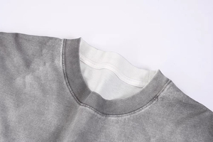 เสื้อยืดคอตตอนวินเทจฟอกสีสไตล์ดิสเทรส พิมพ์โลโก้ได้ตามต้องการ ทรงโอเวอร์ไซส์ ผ้าคอตตอนหนา 100% สำหรับผู้ชาย - Product Image 3