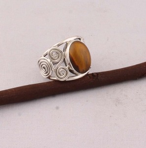 Natural Tiger Eye <b>Ring</b> 925 Sterling <b>Silver</b> Vintage Boho Style Brown Gemstone Statement <b>Ring</b> <b>for</b> <b>Men</b> Women Handcrafted - Product Image 2