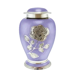 Urne funéraire en aluminium bleu clair avec papillons flottants – Grande urne commémorative en métal artisanale avec accents en étain - Product Image 3