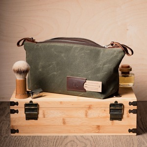 Leather Canvas <b>Toiletry</b> Bag Waterproof Travel Organizer Cosmetic <b>Storage</b> Dopp Kit Large Capacity Bag LCTB-0065 - Product Image 2