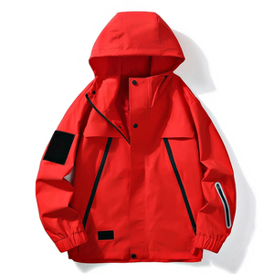 Men's Hooded Waterproof Windbreaker <b>Jacket</b> Solid Color Zipper Closure Casual Outdoor Wear Green Red Blue Light Blue - Product Image 3
