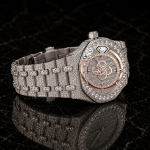Montre-bracelet de luxe en moissanite pour homme, entièrement sertie de pierres, en acier inoxydable, diamant, 20 mm, analogique, quartz - Product Image 2