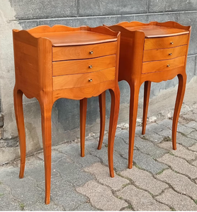 Mesita de Noche Antigua de Madera Maciza de Mango en Color Nogal, Mesita de Noche Moderna con Lámpara y 2 Cajones para Uso en Hoteles y Cocinas - Product Image 2