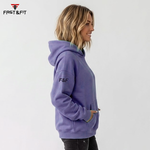 Sudadera con capucha informal para mujer, personalizable al por mayor con logo, estilo urbano, hombros caídos, transpirable, de punto. - Product Image 6