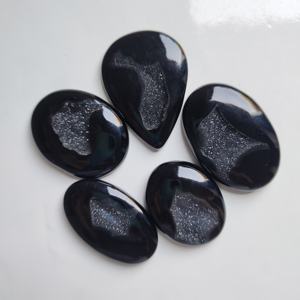 Cabochons ovales en onyx noir naturel, drusy, polis, pierres précieuses en vrac pour la fabrication de bijoux, lot en gros, fournisseur du Rajasthan, Inde - Product Image 5