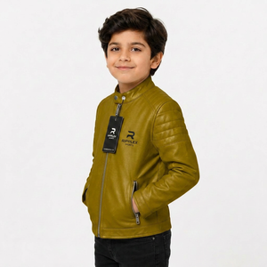 Premium quality kids <b>leather</b> <b>jacket</b> with comfortable feel stylish appearance warm protection and durable everyday performance - Product Image 2