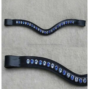 Premium Genuine Leather Brow Band Bling <b>Crystal</b> Chain with Strong and Durable <b>Stitching</b> in All Sizes - Product Image 2
