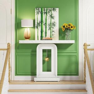 Consolle Lunga Artigianale, Tavolo Laterale Contemporaneo Minimalista per Soggiorno, Hotel, Rustico di Lusso in Legno e Marmo - Product Image 6