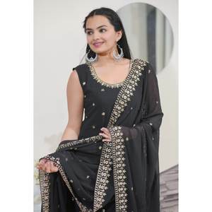 Traje Sharara bordado de secuencia hermosa para mujer para fiestas - Product Image 3