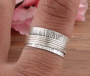 Anillo Giratorio de Cinco Capas con Bisel de Turquesa en Plata de Ley 925, Anillo Antiestrés para Mujeres y Hombres, Estilo Boho - Product Image 2