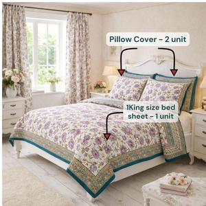 Premium Jaipur Hand Block Printed Pure Cotton Bed <b>Sheet</b> Set Indian artisanal <b>King</b> <b>Size</b> Super Soft Machine Washable Eco Friendly - Product Image 5