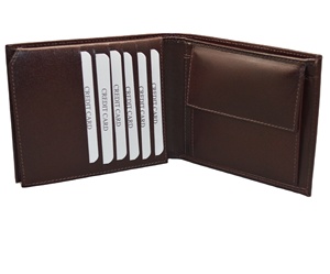 Tarjetero plegable delgado de alta calidad para hombre, botón de bloqueo RFID de cuero genuino a rayas, billetera corta abierta con forro de PU a la moda - Product Image 2