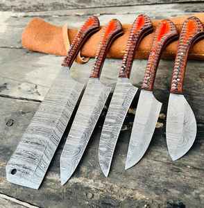 Ensemble de couteaux de cuisine professionnels Product Palace LLC, 5 pièces, couteaux de chef en acier Damas faits à la main, avec manche en bois, cadeau - Product Image 5