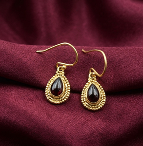 925 Sterling Silver Garnet Teardrop <b>Dangle</b> <b>Earrings</b> Vintage Boho Handmade Women Jewelry Rose <b>Gold</b> Yellow <b>Gold</b> Plated <b>Earring</b> her - Product Image 4