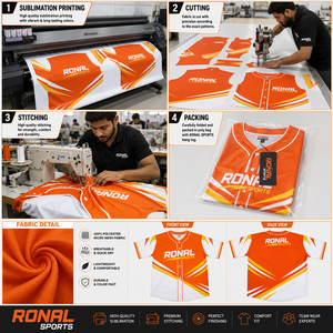 RONAL SPORTS เสื้อเบสบอลชายแขนสั้นสีส้มสีขาวซับลิเมชั่นแห้งเร็วชุดยูนิฟอร์มผู้ใหญ่ขนาดทุกฤดูกาล - Product Image 5